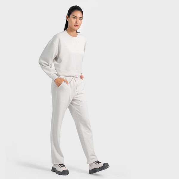 Women's yoga workout set - long sleeve hooded top and sweatpants for running in autumn/winter, quick-drying and form-fitting