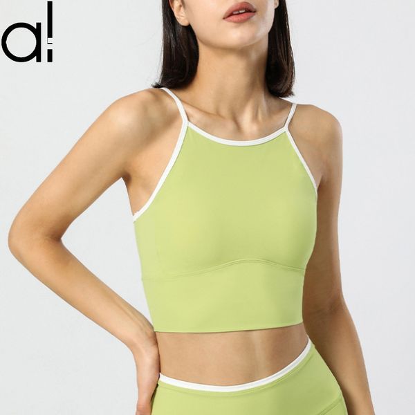 Yoga AL Tank Tops for Women: High-Stretch Summer Sports Bras, Sweat-Wicking, Shockproof Running, Dance Vests with Color Blocking