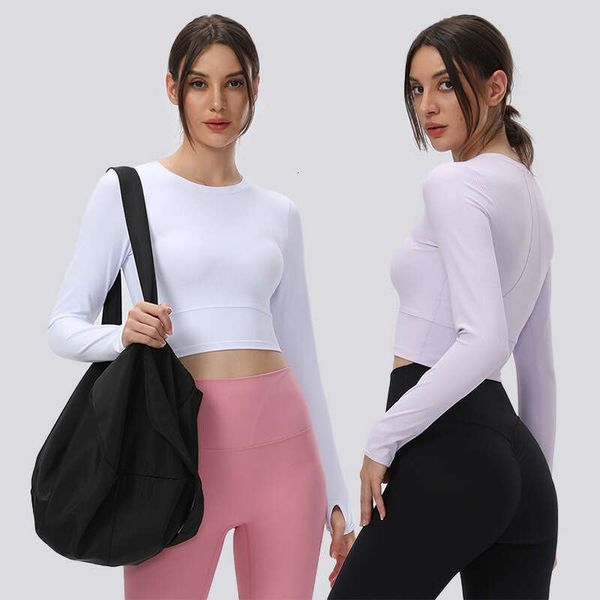 Yoga Align Ribbed Women's Long Sleeve Fitted Cropped Top with Thumb Holes, Quick-Dry Slim Fit Stretchy Gym Pullover for Active Women