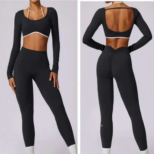Yoga fitness running vest sports suits for summer, featuring new designer shockproof and anti-sagging long sleeve shirt sets