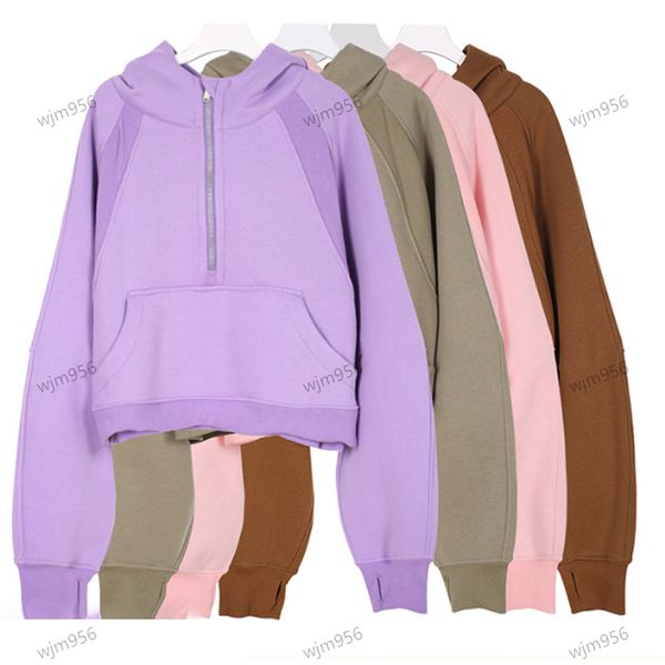 Yoga hoodie for women with half zip collar, loose pullover design featuring long sleeves, ideal for autumn and winter workouts