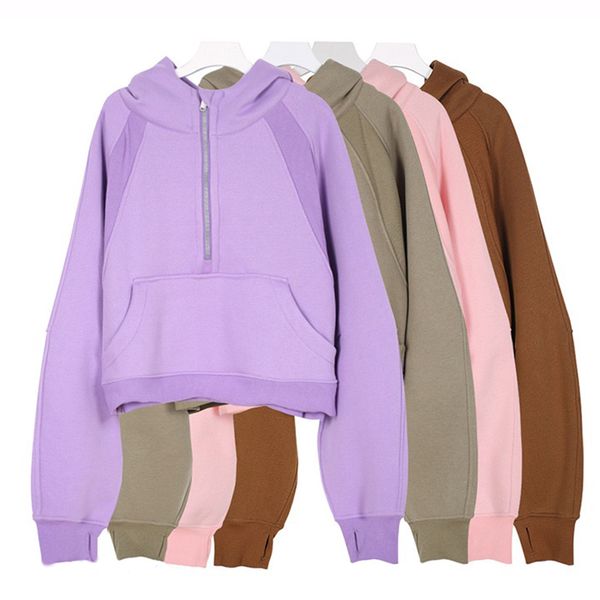 Yoga HoodieS Scuba Winter Yoga Outfit Womens Hoodie Wear Half Zipper Designer Womens Fashion All Zippers Jackets Sweater Sports Long Sleeve