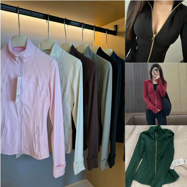 Yoga Jacket with Golden Zipper for Women - Define Workout Coat, Quick-Dry Fitness Top, Lightweight Zip-Up Sports Sweatshirt