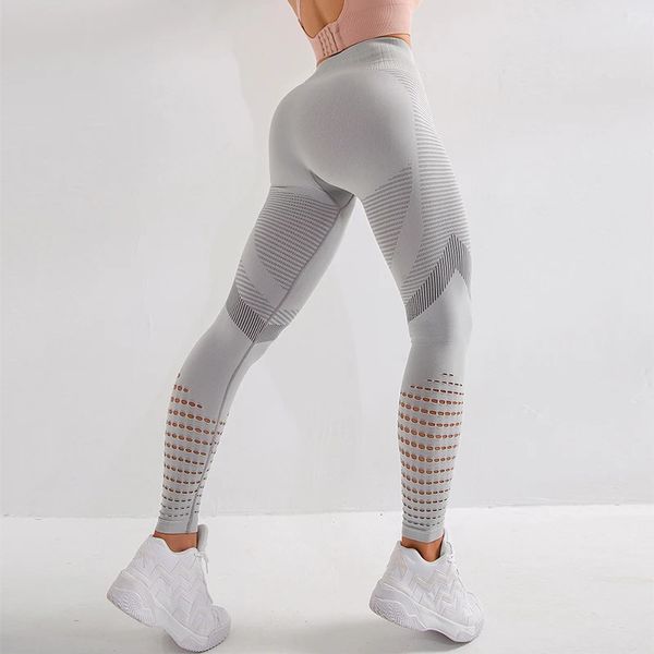 Yoga leggings for women with high waist, breathable stripe design, seamless fit for gym workouts
