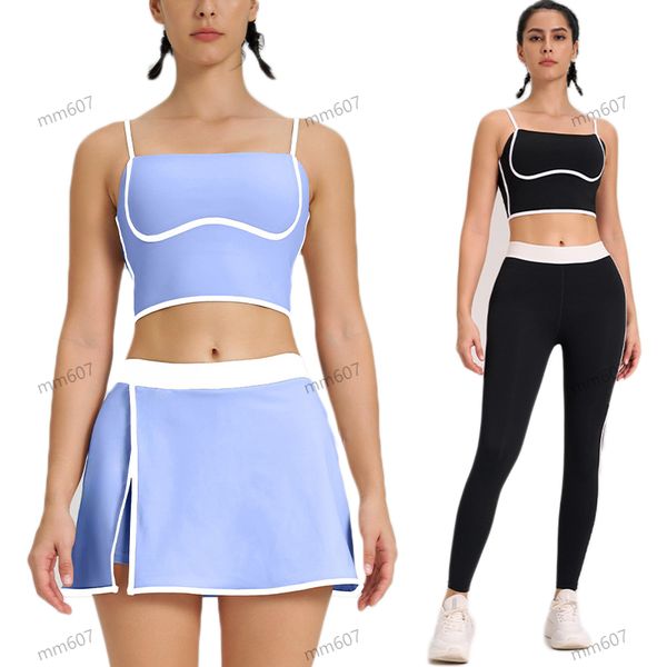 Yoga leggings set with color-blocked design, quick-dry sports top and high-elasticity pants for women's fitness and running