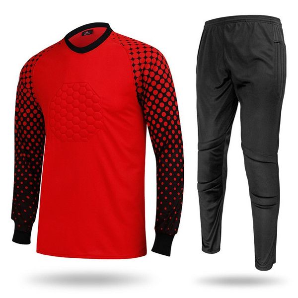 Yoga outfit for football goalkeepers featuring long sleeve shirts and pants, designed as athletic adult soccer jerseys and training trousers for men