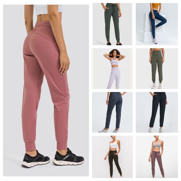 Yoga pants for women with stretchy high waist and pull rope design, ideal for jogging and training