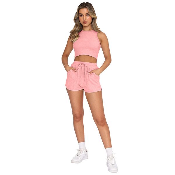 Yoga Set Summer New Casual Sports Tank Top and Shorts for Women