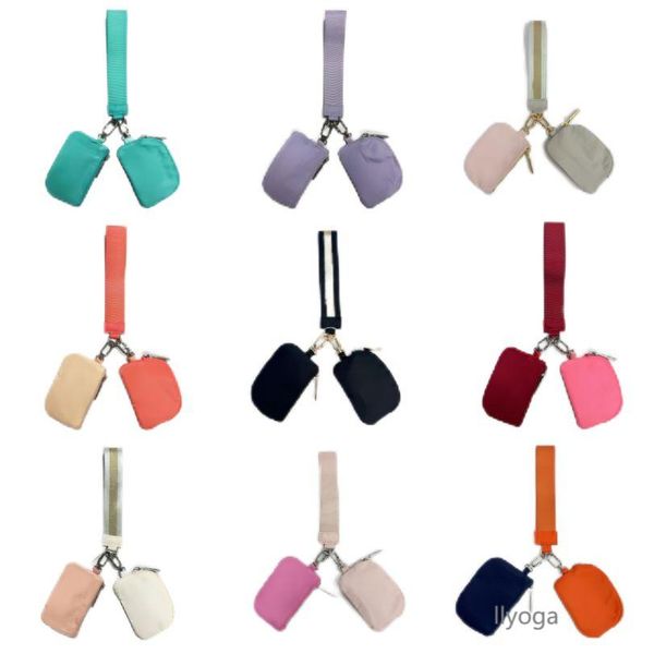 Yoga wristlet clutch with detachable zipper wrap, mini gym bag and portable wallet purse